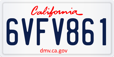 CA license plate 6VFV861