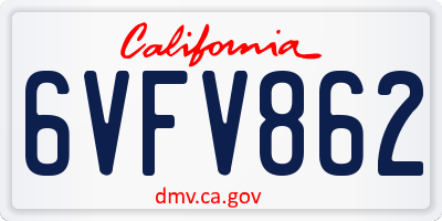CA license plate 6VFV862