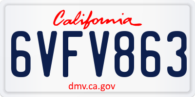 CA license plate 6VFV863