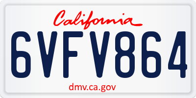 CA license plate 6VFV864