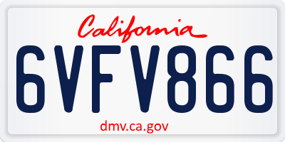 CA license plate 6VFV866