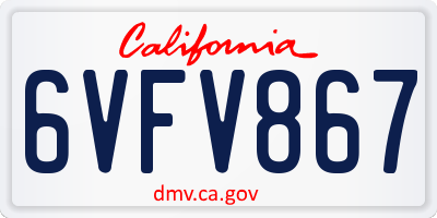 CA license plate 6VFV867