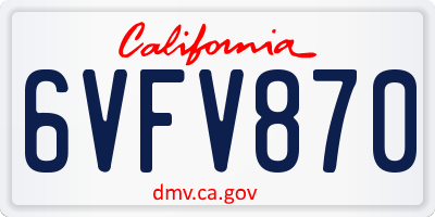 CA license plate 6VFV870