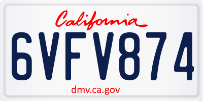 CA license plate 6VFV874