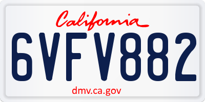 CA license plate 6VFV882