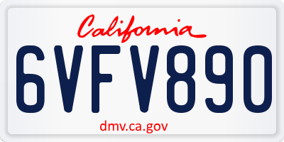 CA license plate 6VFV890