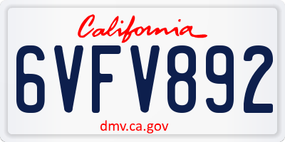 CA license plate 6VFV892
