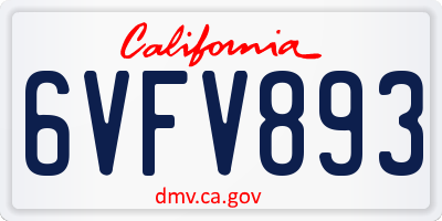 CA license plate 6VFV893