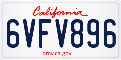 CA license plate 6VFV896