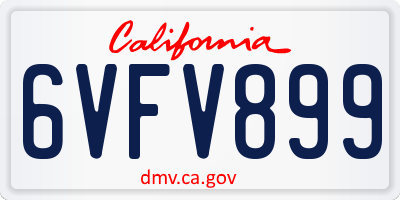 CA license plate 6VFV899