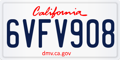 CA license plate 6VFV908