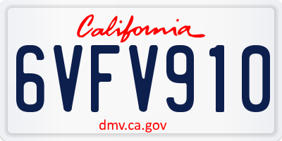CA license plate 6VFV910