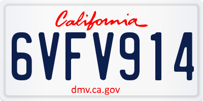 CA license plate 6VFV914