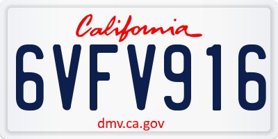 CA license plate 6VFV916