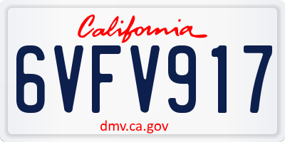 CA license plate 6VFV917