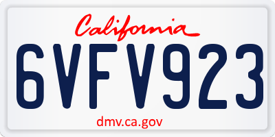 CA license plate 6VFV923