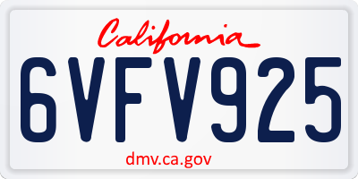 CA license plate 6VFV925