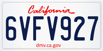 CA license plate 6VFV927