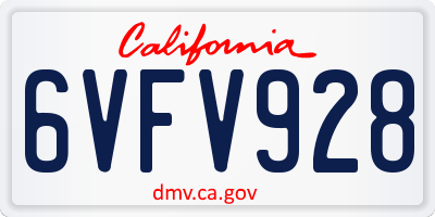 CA license plate 6VFV928