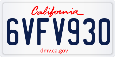CA license plate 6VFV930