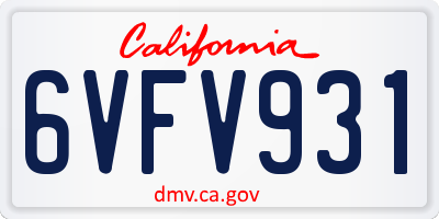 CA license plate 6VFV931