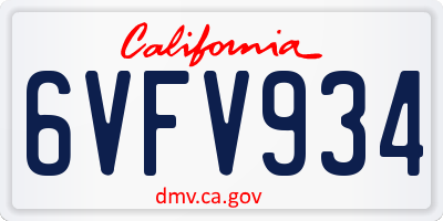 CA license plate 6VFV934
