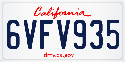 CA license plate 6VFV935