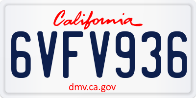 CA license plate 6VFV936