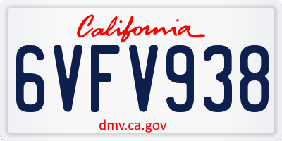 CA license plate 6VFV938