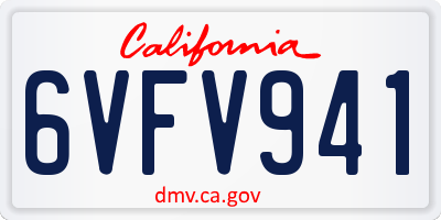 CA license plate 6VFV941