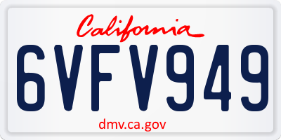 CA license plate 6VFV949