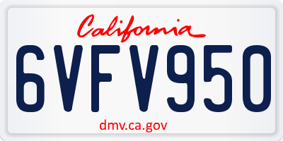 CA license plate 6VFV950