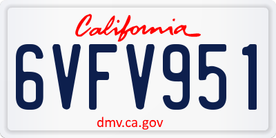 CA license plate 6VFV951