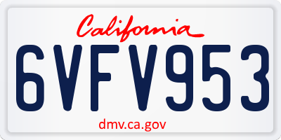 CA license plate 6VFV953