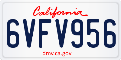 CA license plate 6VFV956