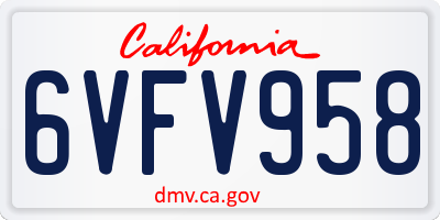 CA license plate 6VFV958