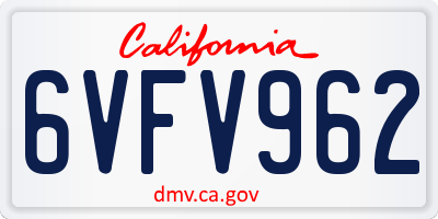 CA license plate 6VFV962