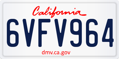 CA license plate 6VFV964