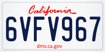 CA license plate 6VFV967