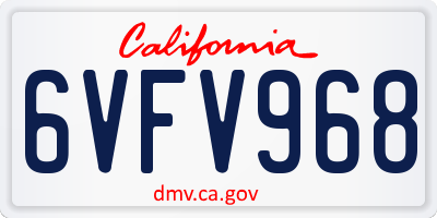 CA license plate 6VFV968