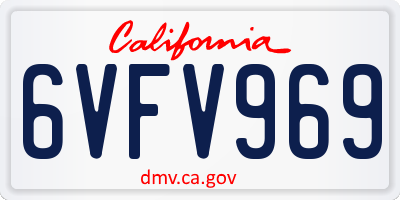 CA license plate 6VFV969