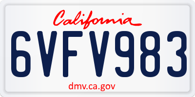 CA license plate 6VFV983