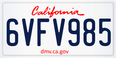 CA license plate 6VFV985