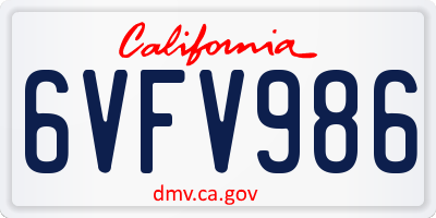 CA license plate 6VFV986