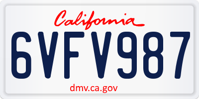 CA license plate 6VFV987