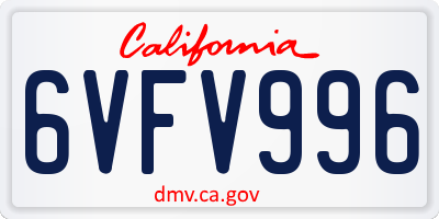 CA license plate 6VFV996