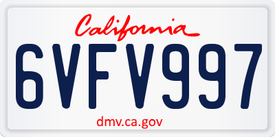CA license plate 6VFV997