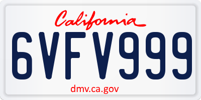 CA license plate 6VFV999