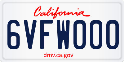 CA license plate 6VFW000