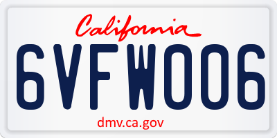 CA license plate 6VFW006